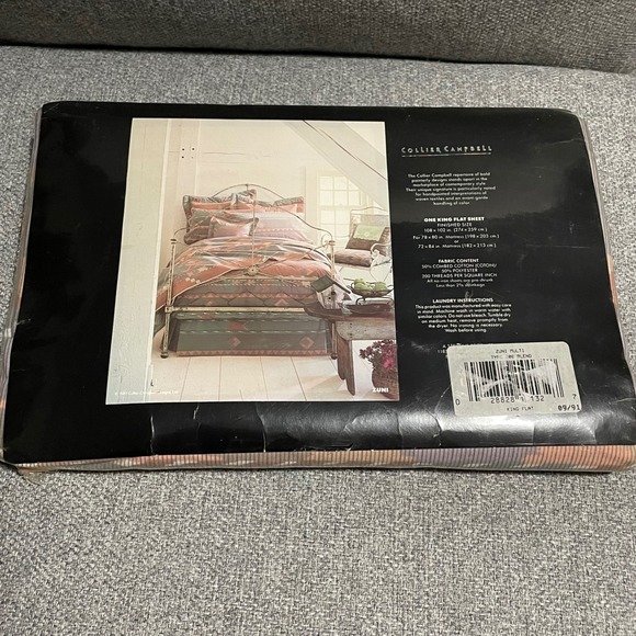 Collier Campbell combed cotton‎ King Flat Sheet Zuni 1991 vintage New southwest - Picture 4 of 10